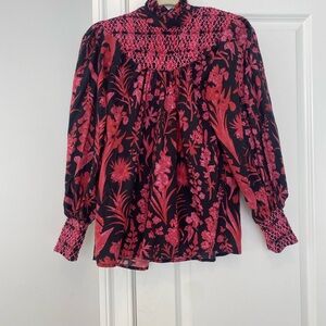 Victoria Dunn Smocked Top. XS.  Worn once.  EUC
